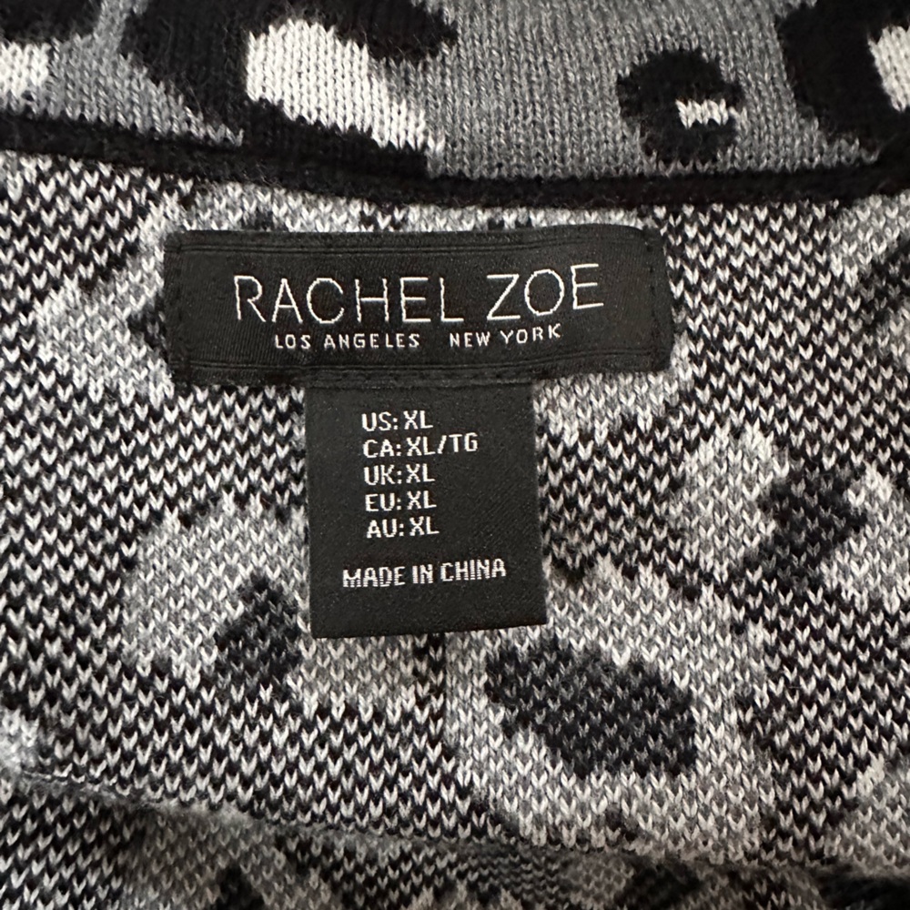 Rachel Zoe Leopard Zip-up Cardigan Sweater Mock Neck - Picture 7 of 9
